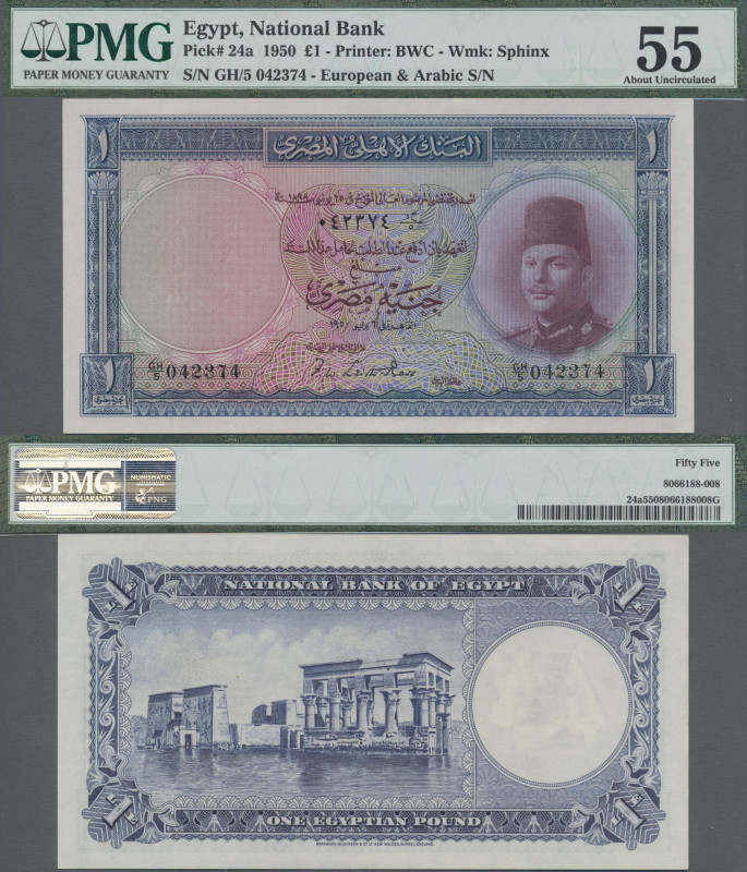 Egypt: National Bank of Egypt 1 Pound 1950, P.24a, PMG 55 About Uncirculated.
 ...