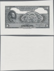 Ethiopia: State Bank of Ethiopia 5 Dollars intaglio printed archival proof by the Banknote Security Company on thin paper without watermark and serial...