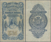 Finland: 5 Markkaa 1897, P.2, very nice note without larger damages, just a few folds and minor spots. Condition: VF/VF+. Highly Rare!
 [differenzbes...
