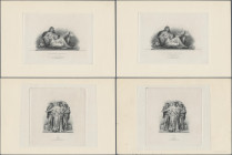 France: Nice set with 4 (2x 2) engravings by the ABNC for the Government of the French Republic and France by Robert Savage, one of the famous engrave...