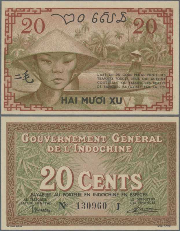 French Indochina: Gouvernement Général de l'Indochine 20 Cents ND(1939) signatur...