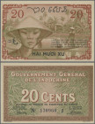 French Indochina: Gouvernement Général de l'Indochine 20 Cents ND(1939) signature title at left ”Le Trésorier Payeur Général”, signatures: Henry & Caz...