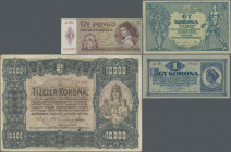 Hungary: Set with 11 banknotes series 1919-1939, comprising 5 Korona 1919 (P.34, F/F-, small border tear), 100 Korona 1920 (P.63, F+/VF), 10.000 Koron...
