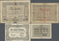 Hungary: Nice lot with 6 banknotes series 1848-1849, comprising 5 and 10 Forint (P.S116, S117, F-, VG), 3x 30 Pengő Krajczárra 1849 (P.S122, VG to F) ...