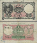 Iran: Imperial Bank of Persia 1 Toman ND (1924) 11 August 1928, black serial number. P.11c, oval handstamp low centre. Reverse green 'PAYABLE AT TEHER...