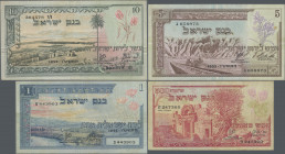 Israel: Bank of Israel, series 1955, set with 5 banknotes comprising 500 Pruta (P.24, F+/VF), 1 Pound (P.25, F+/VF), 5 Pounds (P.26, VF), 10 Pounds (P...