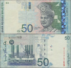 Malaysia: Bank Negara Malaysia 50 Ringgit ND(1998-2001), signature: Zeti Aziz, P.43d, Error – print shift left on obverse, words overlap at right bord...