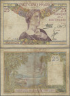 Martinique: Banque de la Martinique 25 Francs ND(1930-45), P.12, tiny margin splits, small tears at left border and tiny pinholes, lightly toned paper...