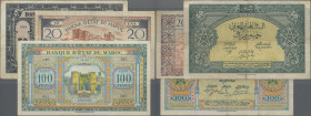 Morocco: Banque d'État du Maroc set with 3 banknotes comprising 20 Francs ND(1943) P.39 (F+), 50 Francs 1943 P.26 (F+) and 100 Francs 1943 P.27 (VF/VF...