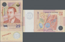 Morocco: Rare Specimen of the Morocco 25 Dirhams 2012 P. 73s Commemorative banknote which was the first issued banknote to be produced on Durasafe sub...