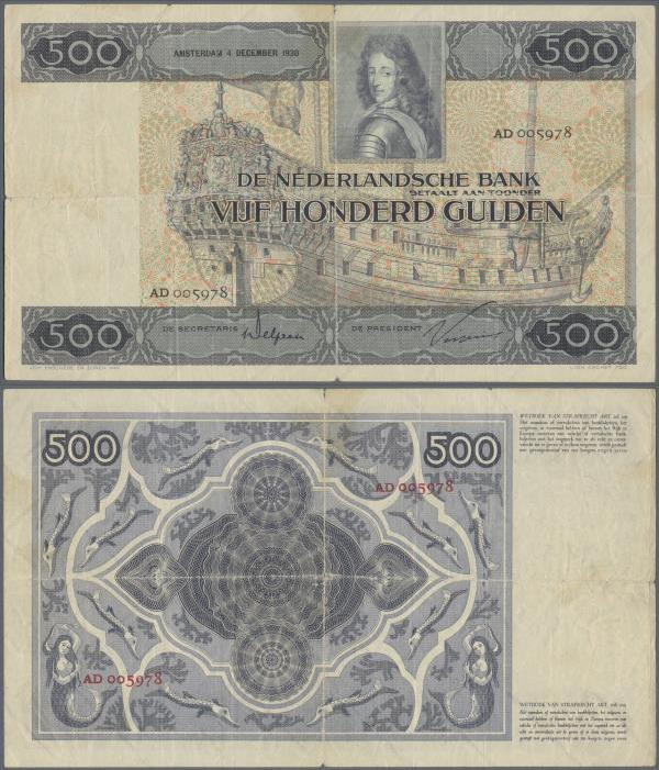 Netherlands: 500 Gulden 1930, P.52, very popular note in still nice condition wi...