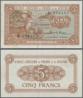 Rwanda-Burundi: Banque d'Émission du Rwanda et du Burundi 5 Francs, dated 15th September 1960, P.1, very nice condition with two tiny staple holes and...