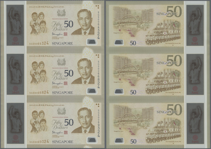 Singapore: Monetary Authority of Singapore, booklet with an uncut sheet of 3 ban...