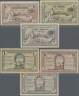 Tunisia: Régence de Tunis - Direction des Finances lot with 3 banknotes 50 Centimes, 1 and 2 Francs 1943, P.54-56, Condition: VF82 Francs) and aUNC(50...