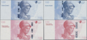Testbanknoten: Set of 4 Paper Test Notes produced by Arjowiggins featuring the security feature ”Picture Thread” which shows small versions of the act...