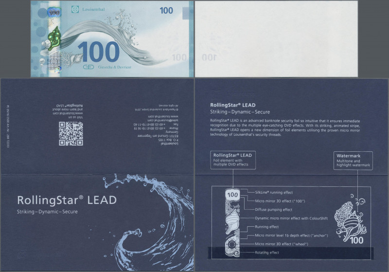 Testbanknoten: Set of 2 Test Notes by G&D and Louisenthal (Germany), featuring t...