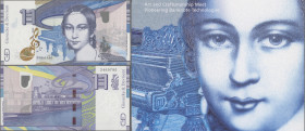 Testbanknoten: Set of 2 different Test Notes ”Clara Schumann” in original folder produced by Giesecke & Devrient Germany. Both notes show different se...