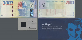 Testbanknoten: Interesting Test Note ”Varifeye” by Papierfabrik Louisenthal, containing the famous ”2008 Yvonne” Test Note, intaglio printed with broa...