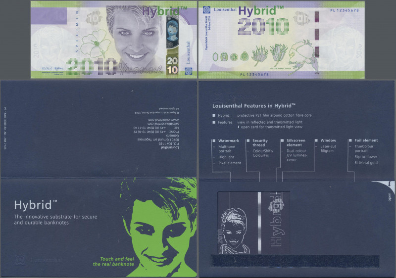 Testbanknoten: Set of 2 Test Note by Louisenthal (Germany), printed on ”Hybrid” ...