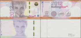 Testbanknoten: Set of 2 different Test Notes from Papierfabrik Louisenthal, containing 1x the ”RollingStar 2012” intaglio printed test note with portr...