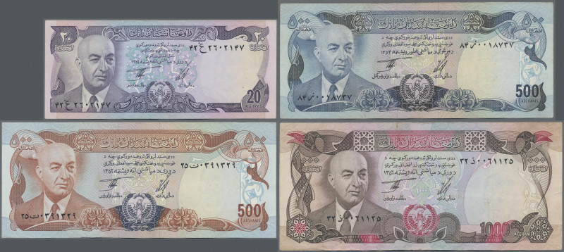 Afghanistan: Giant lot with 155 banknotes of the SH 1352-1356 (1973-1977) ”Presi...