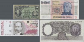 Argentina: Nice collection Argentina with 88 banknotes, comprising for example 10 Centavos L.1883 (P.6, VF, previously mounted), 1000 Pesos ND(1966-69...