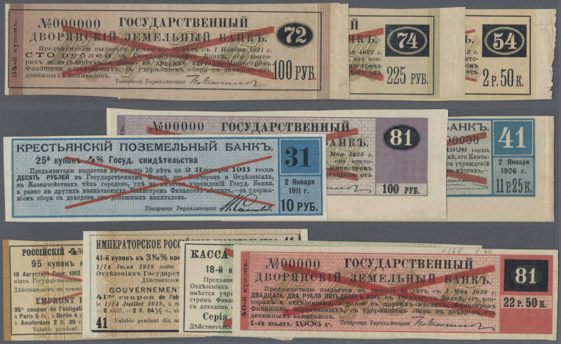 Russia: Album with 66 coupons of the government bonds, some as Specimens dated a...