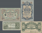Russia: Set of 25 banknotes containing 3 Rubel 1905, 5 Rubel 1909, five different Kopeke Treasury Small Change Notes 1915, 3 + 100 Rubel State Credut ...