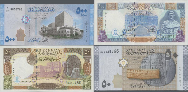 Syria: Huge lot with 592 banknotes containing 43x 1 Pound P.93e, 156x 5 Pounds P...