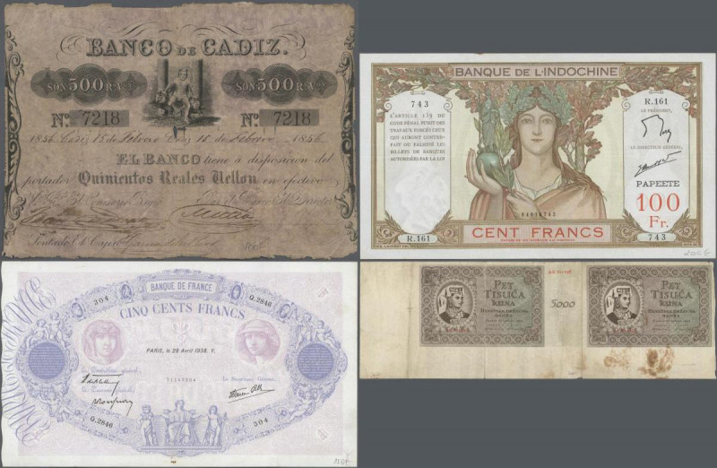 Alle Welt: lot of 35 higher value banknotes from various countries containing fo...