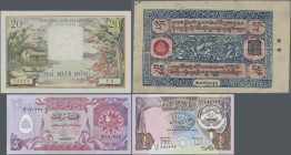 Alle Welt: Album with more than 240 banknotes Asia, comprising for example South Vietnam 20 Dong ND(1955) (P.4, XF), United Arab Emirates 20 Dirhams 2...