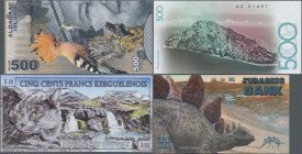 Alle Welt: Very nice collection of 126 Fantasy Notes in 2 collectors albums, comprising for example Aldabra Island 500 Dollars 2018, Antarctica 3 Doll...