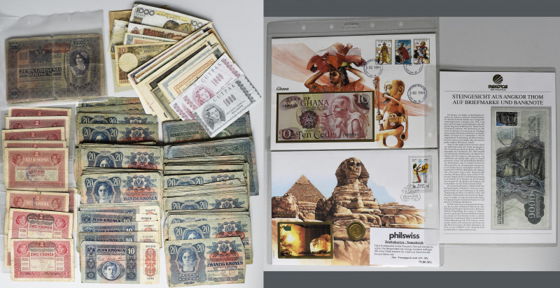 Alle Welt: Lot with approx 200 banknotes from Austria -Deutschösterreich- contai...