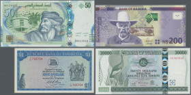 Africa: Nice lot with 20 banknotes Africa, comprising for example Tunisis 50 Dinars 2011 (P.94, UNC), South Africa 50 Rand ND(1984-2000) (P.122a, UNC)...