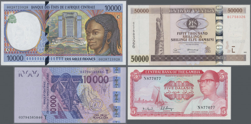 Africa: Huge lot with 46 banknotes Africa, comprising for example Equatorial Gui...