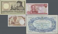 Europa: Album with about 100 banknotes France, Belgium, Luxembourg and the Netherlands, comprising for example for the Netherlands 100 Gulden 1953 (P....