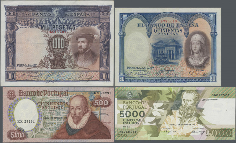 Europa: Album with almost 100 banknotes from Spain, Italy and Portugal, comprisi...