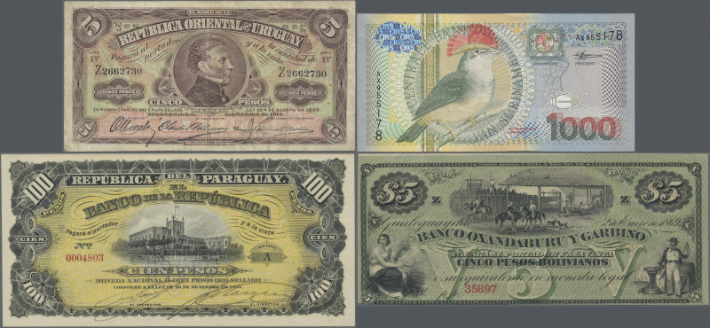 South America: Collectors album with approx. 230 banknotes and stamps South Amer...