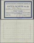Deutschland - Notgeld - Baden: Wehr / Baden, Kath. Pfarramt, 5 Mark, August 1929, Anteilschein zur Errichtung einer Pfarrbibliothek, 19 x 13 cm, KN 24...