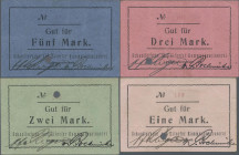 Deutschland - Notgeld - Rheinland: Eitorf, Schoeller'sche und Eitorfer Kammgarnspinnerei, 1, 2, 3, 5 Mark, o. D., lochentwertet, Erh. I, II, total 4 S...