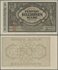 Deutschland - Notgeld - Rheinland: Köln, Stadt, 50 Billionen Mark, 3.11.1923, linker Rand weiß, Serie A, mit KN, Erh. I
 [differenzbesteuert]