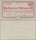 Deutschland - Notgeld - Rheinland: Lieberhausen, Bürgermeisteramt, 500 Mio. Mark, 20.10.1923, vollständig gedruckter Lohnscheck auf Städtische Sparkas...