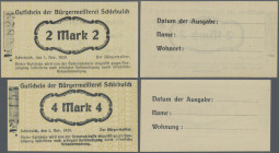 Deutschland - Notgeld - Rheinland: Schlebusch, Bürgermeisterei, 2, 4 Mark, 1.11.1920, Erh. I, total 2 Scheine
 [differenzbesteuert]