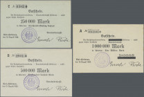 Deutschland - Notgeld - Schleswig-Holstein: Kiel-Holtenau, Reichskanalverwaltung, Kanalnebenkasse Holtenau, 250 Tsd., 500 Tsd., 1 Mio. Mark, 15.8.1923...