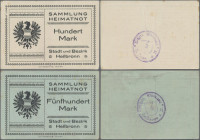 Deutschland - Notgeld - Württemberg: Heilbronn, Stadt und Bezirk, ”Sammlung Heimatnot”, 100, 500 Mark, o. D. (wohl Ende 1922), ohne KN, rs. Ovalstempe...