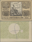 Deutschland - Notgeld - Württemberg: Kirchheim u. Teck, Stadt, 20 Mark, 31.10.1918, Probedruck lediglich der Rückseite im Originalformat 137 x 90 mm, ...
