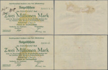 Deutschland - Notgeld - Württemberg: Kirchheim u. Teck, Amtskörperschaft, 2 Mio. Mark, 14.8.1923, Musterschein ohne Prägestempel, dafür handschr. ”Mus...
