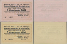 Deutschland - Notgeld - Württemberg: Löchgau, Wilhelm Röcker GmbH, Elektrizitätswerk Besigheim, 1 Kilowattstunde Licht, 1 Kilowattstunde Kraft, 7.11.1...