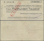 Deutschland - Notgeld - Württemberg: Neckarsulm, Neckarsulmer Fahrzeugwerke A. G., 500 Tsd. Mark, 11.8.1923 (Datum sehr zart gestempelt), Scheck auf H...