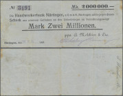 Deutschland - Notgeld - Württemberg: Nürtingen, A. Melchior & Cie., 2 Mio. Mark, 30.8.1923 (Datum gestempelt), Scheck auf Handwerkerbank Nürtingen, Au...